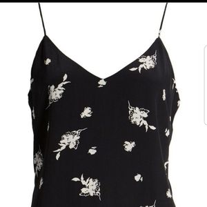 Something Navy black cami with flowers  size S